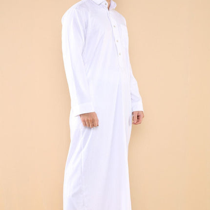 Mens White Thobe Jubba Saudi Ramadan Eid Islamic Kaftan Kaudara Arabic Jubbah