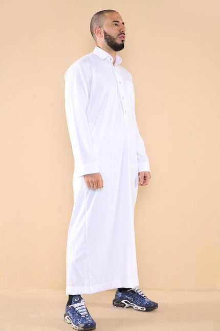 Mens White Thobe Jubba Saudi Ramadan Eid Islamic Kaftan Kaudara Arabic Jubbah