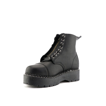 Grinders Unisex Black Cameron Acs Leather Ankle Casual Zip Boots