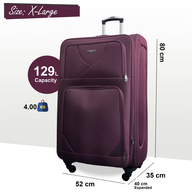 Soft Shell Lightweight Nylon Suitcase Set 4 Wheel Travel Case Holiday Bags