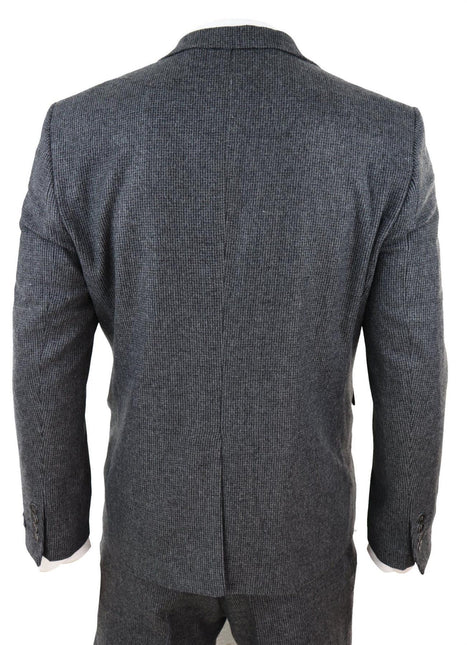 Mens Grey 3 Piece Tweed Suit Vintage Harringbone 1920s Retro Peaky Blinders