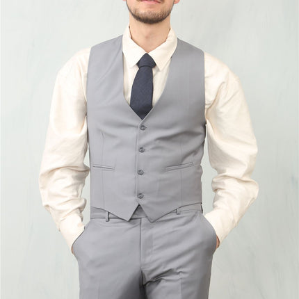 Men's Grey 3 Piece Formal Classic Prom Suit Workwear