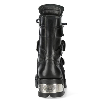 New Rock Metallic Black Leather Gothic Punk Rock High Boots - MET048-C9