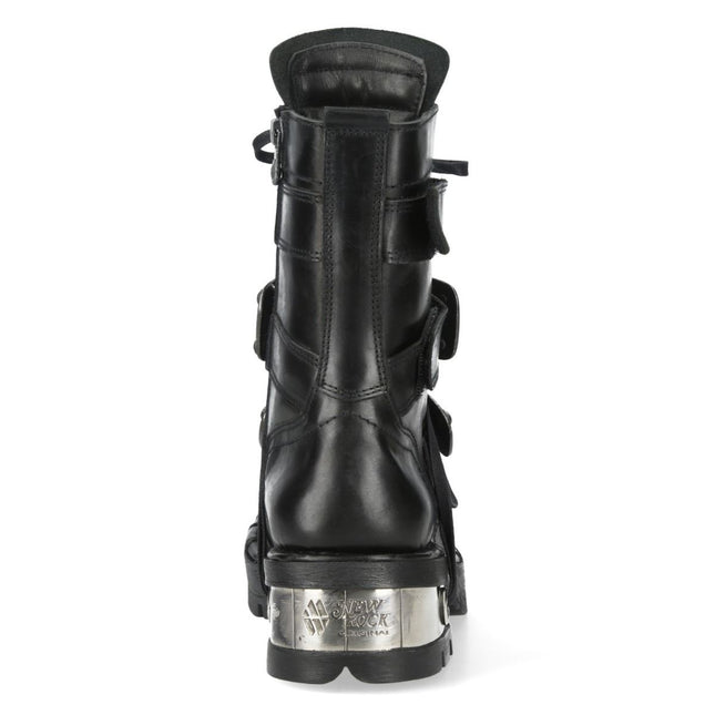New Rock Metallic Black Leather Gothic Punk Rock High Boots - MET048-C9