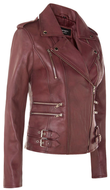 Womens Leather Brando Biker Jacket-Orlando