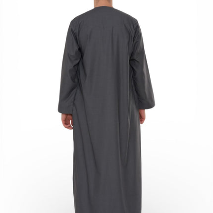 Men's Eid Grey Moroccan Jubba Robe Djellaba Ramadan Eid Thobe - HM11