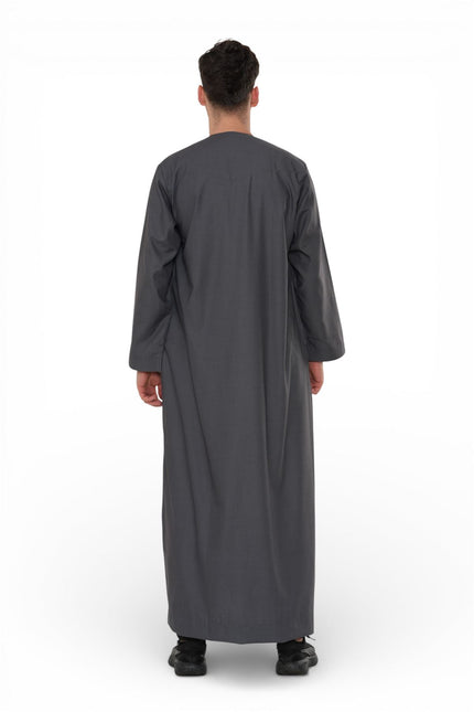 Men's Eid Grey Moroccan Jubba Robe Djellaba Ramadan Eid Thobe - HM11