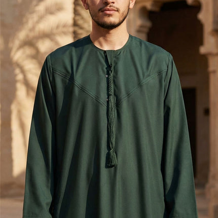 Men's Eid Green Moroccan Jubba Robe Djellaba Ramadan Eid Thobe - HM11