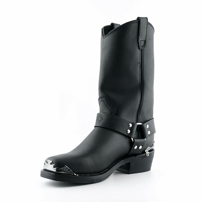 Grinders Mens Black Cowboy Biker Boots - Eagle Hi