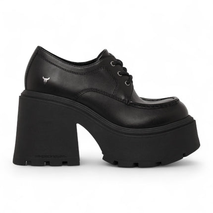 Windsorsmith Womens Black Leather Chunky Platform Lace-Up Shoes - Starcrossed