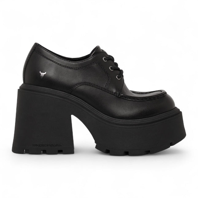 Windsorsmith Womens Black Leather Chunky Platform Lace-Up Shoes - Starcrossed