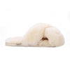 Women's Sheepskin Slippers Beige Warm Winter Fur Crossover - Snowbelle