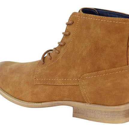 Mens Camel Matt Suede Lace Up Ankle Boots