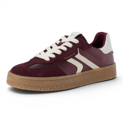 Tamaris Women's Burgundy Red Leather Trainers Sneaker Shoes - 23723-44