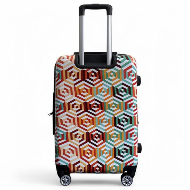 Strong Expandable Hard Shell Dual 4 Wheel Suitcase Set Print Luggage Cabin Travel Bag
