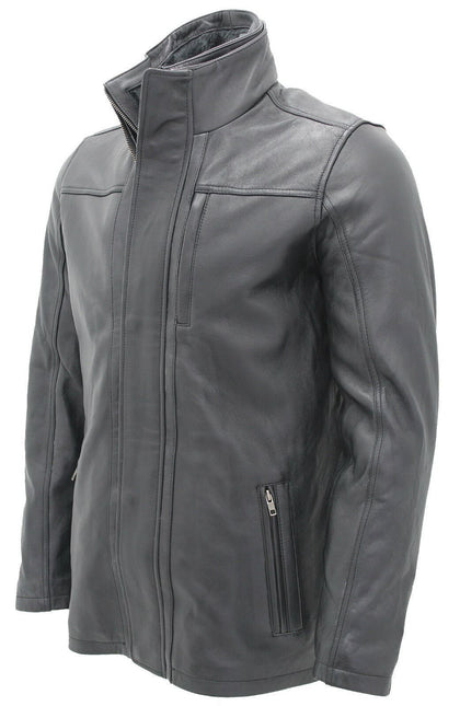 Mens Leather Mid Length Coat-Hanoi