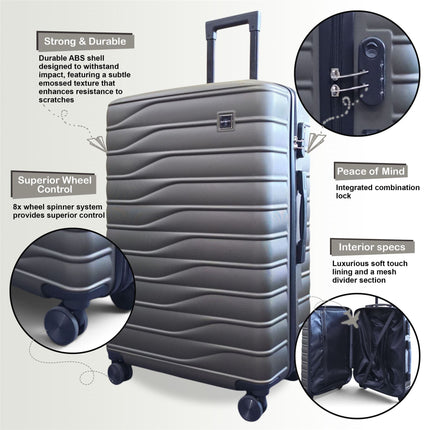 Hardshell Coffee Suitcase Set Robust 8 Wheel Luggage Cabin Case Bag