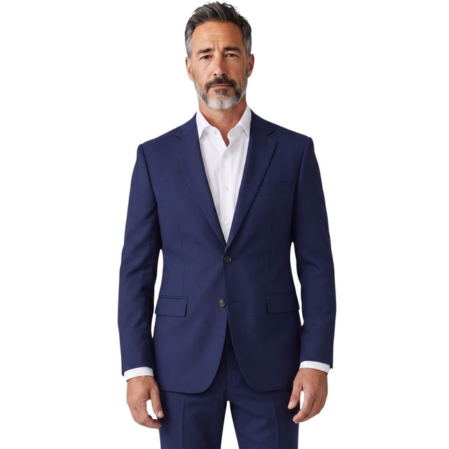 Men's Navy Tailored Fit Formal Blazer Jacket - Belmount