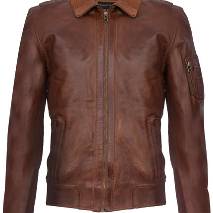 Mens Leather Varsity Bomber Jacket-Adana
