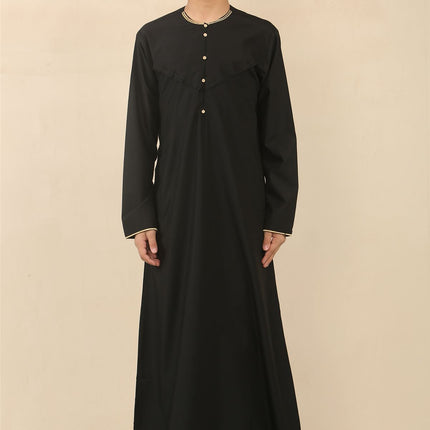 Kid's Boys Black Omani Eid Thobe  Saudi Emirati Jubba Robe