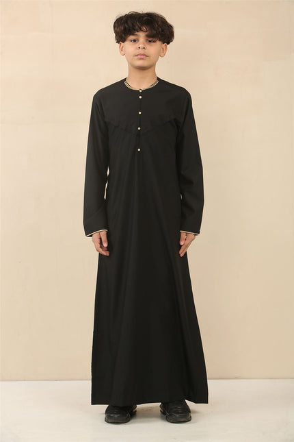 Kid's Boys Black Omani Eid Thobe  Saudi Emirati Jubba Robe