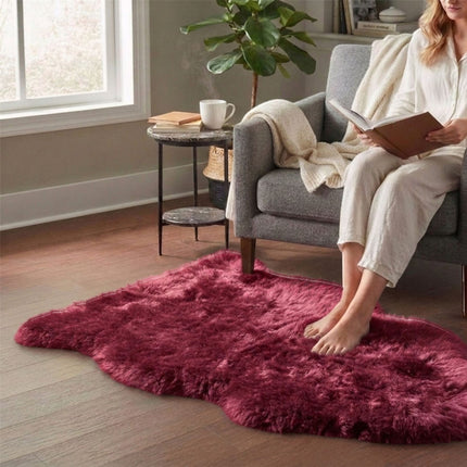 Genuine Red Rose Sheepskin Natural Silky Soft Fluffy Real Wool Rug