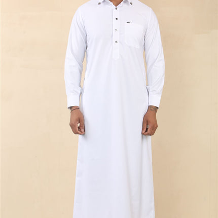 Men's White Thobe Arab Saudi Emirati Islamic Clothing Jubba Robe