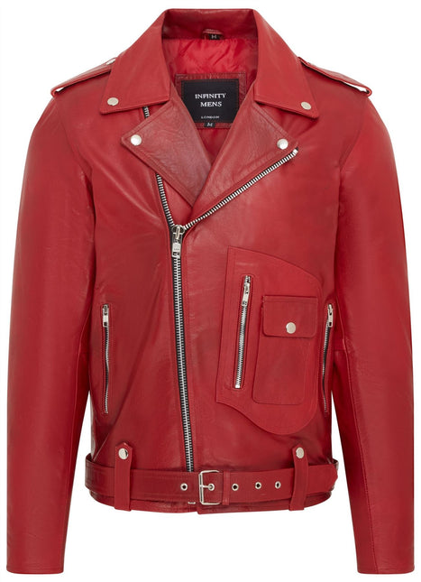Mens Retro Brando Quilted Leather Biker Jacket Vintage Motorcycle Style