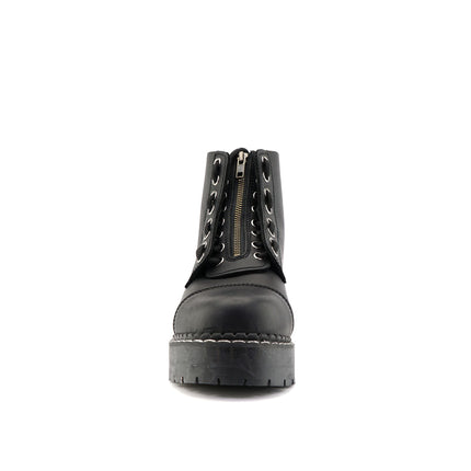 Grinders Unisex Black Cameron Acs Leather Ankle Casual Zip Boots