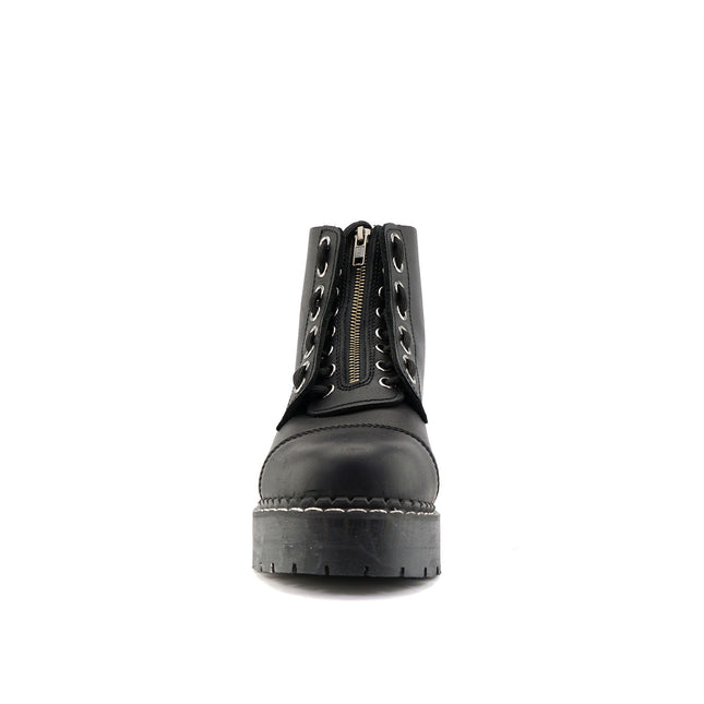 Grinders Unisex Black Cameron Acs Leather Ankle Casual Zip Boots