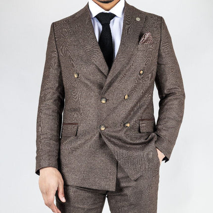 Men's Classic Brown Double Breasted 2-Piece Suit