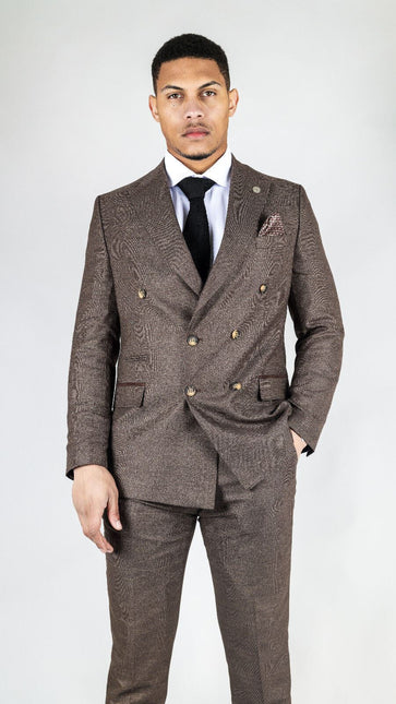 Men's Classic Brown Double Breasted 2-Piece Suit