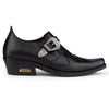 Men's Black Leather Winklepickers Cowboy Cuban Biker Boots