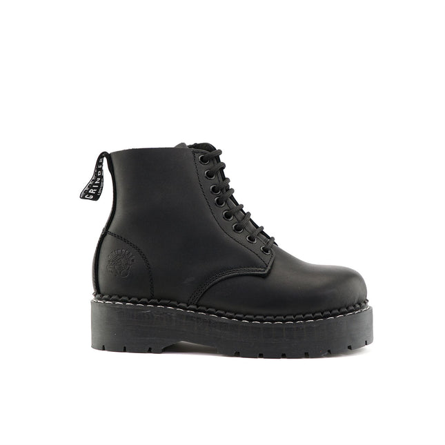 Grinders Unisex Black Chalie Acs Leather Ankle Casual Lace Up Boots