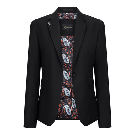 Women's 3 Piece Tailored Fit Plain Black Formal Office Suit