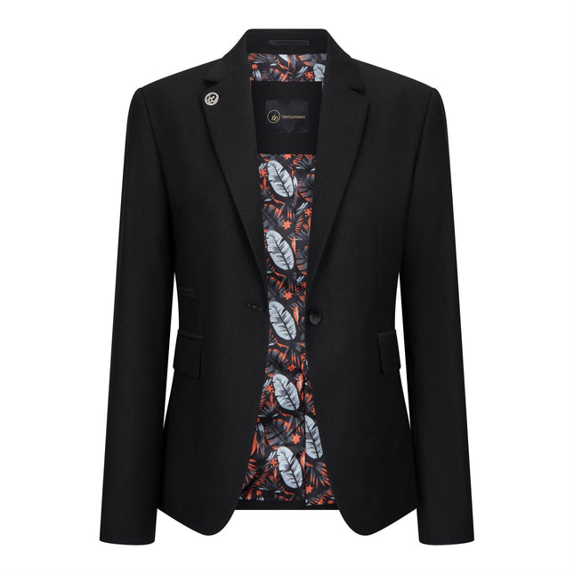 Women's 3 Piece Tailored Fit Plain Black Formal Office Suit