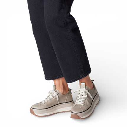 Tamaris Women’s Platform Trainers Beige Lace-Up Sneaker Shoes