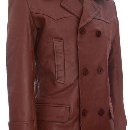 Mens Cowhide Leather Peacoat-Krakaw