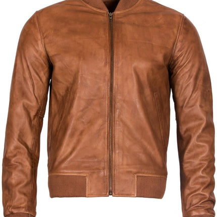 Mens Retro Varsity Leather Bomber Jacket-Pretoria