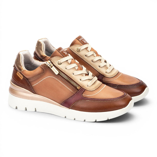 Pikolinos Women's Tan Beige Leather Sneakers Trainer Shoes - Cantabria