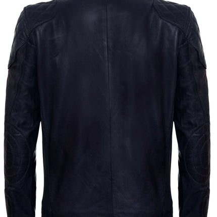 Men’s Classic Striped Racing Leather Jacket- Barcelona