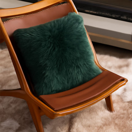 Genuine Sheepskin Thyme Green  40x40cm Real Wool Single Sided Cushion