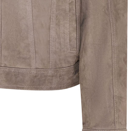 Mens Goat Suede Jeans Jacket Trucker Casual Denim Leather Shirt