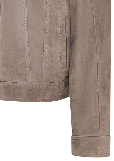 Mens Goat Suede Jeans Jacket Trucker Casual Denim Leather Shirt