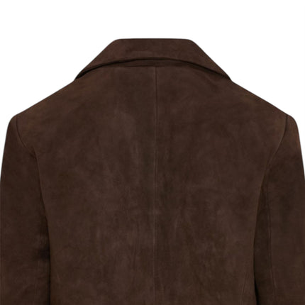 Womens Soft Goat Suede Leather Brown Blazer Jacket-Kolkata