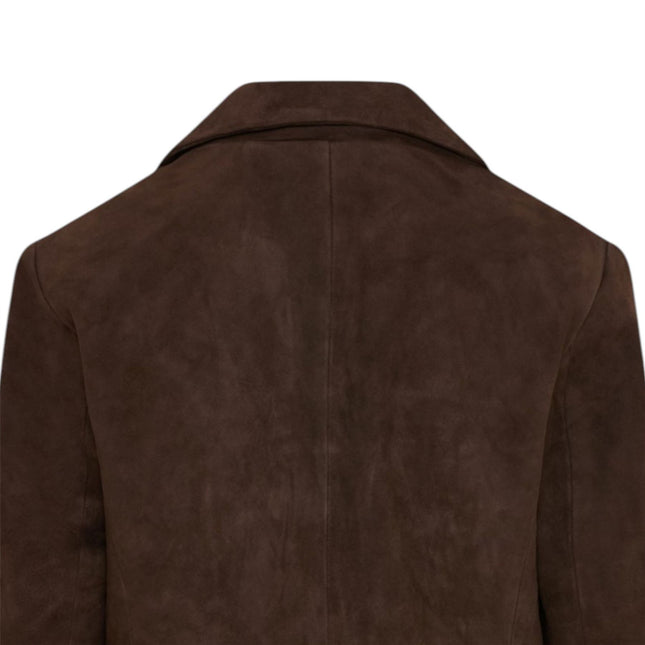 Womens Soft Goat Suede Leather Brown Blazer Jacket-Kolkata