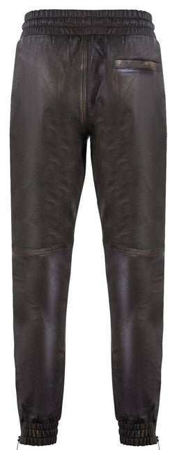 Mens  Leather Jogging Bottoms-Boston