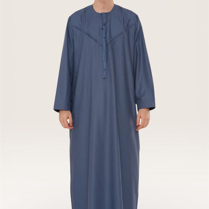 Men's Eid Blue Moroccan Jubba Robe Djellaba Ramadan Eid Thobe - HM11