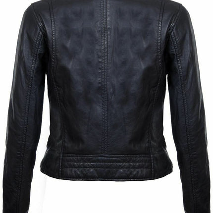 Womens Leather Classic Biker Brando Jacket-Baku
