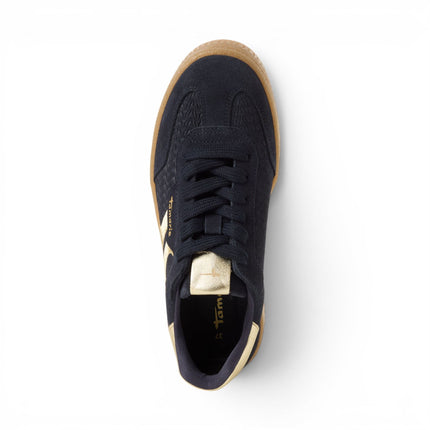 Tamaris Women's Navy Blue Leather Trainers Sneaker Shoes - 23723-44